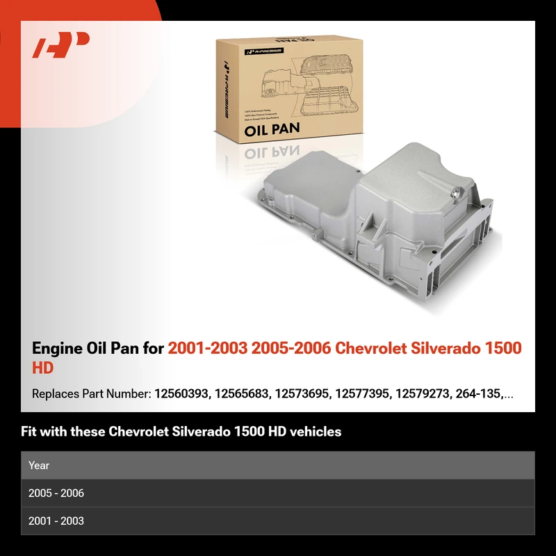 Engine Oil Pan for 2001-2003 2005-2006 Chevrolet Silverado 1500 HD