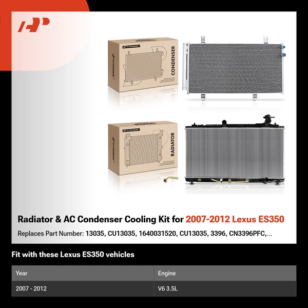 Radiator & AC Condenser Cooling Kit for 2007-2012 Lexus ES350