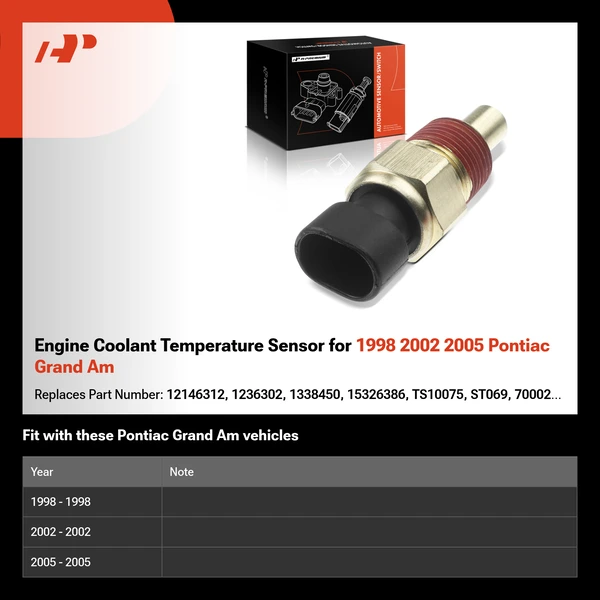 Engine Coolant Temperature Sensor for 1998 2002 2005 Pontiac Grand Am
