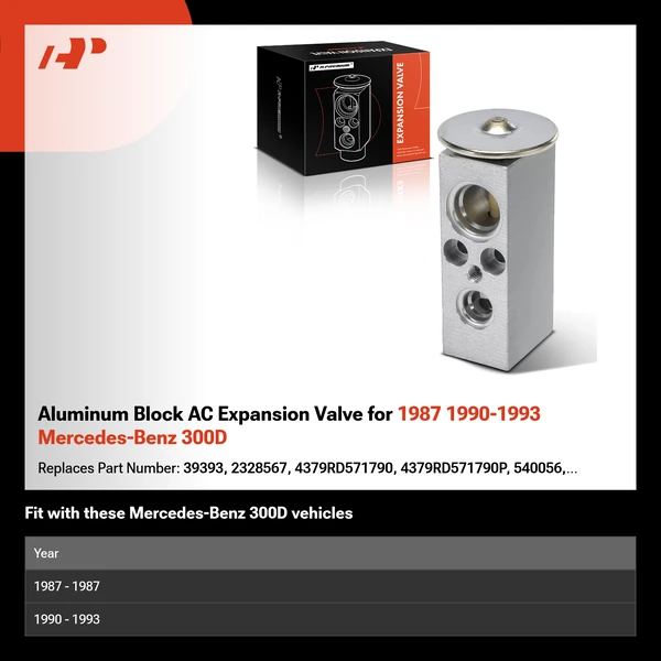 Aluminum Block AC Expansion Valve for 1987 1990-1993 Mercedes-Benz 300D