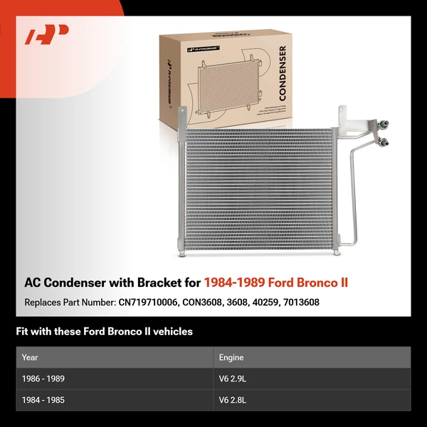 AC Condenser with Bracket for 1984-1989 Ford Bronco II