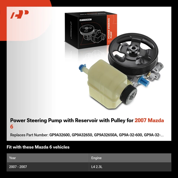 Power Steering Pump with Reservoir with Pulley for 2007 Mazda 6