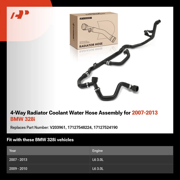 4-Way Radiator Coolant Water Hose Assembly for 2007-2013 BMW 328i