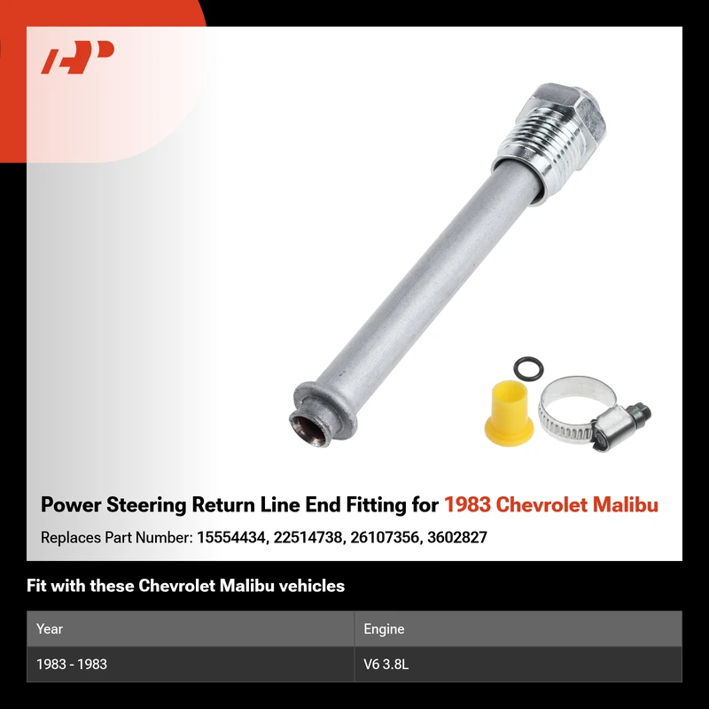 Power Steering Return Line End Fitting for 1983 Chevrolet Malibu