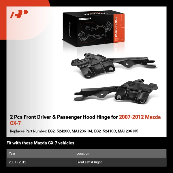 2 Pcs Front Driver & Passenger Hood Hinge for 2007-2012 Mazda CX-7