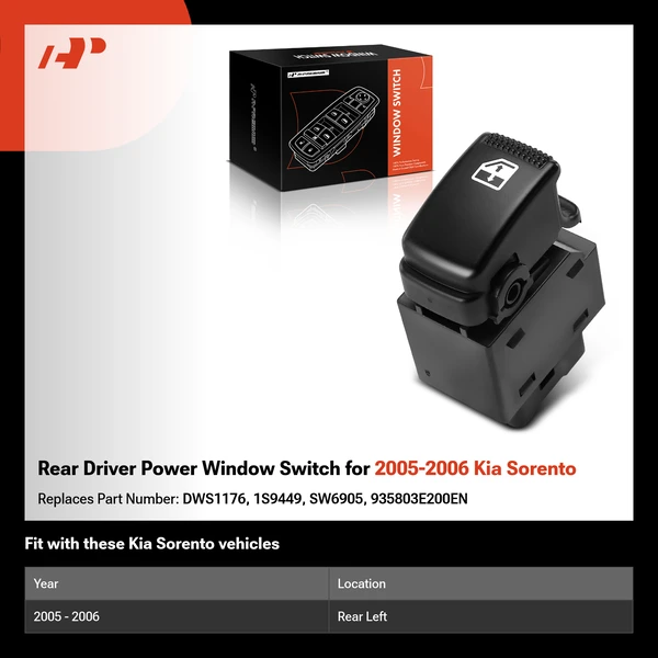 Rear Driver Power Window Switch for 2005-2006 Kia Sorento
