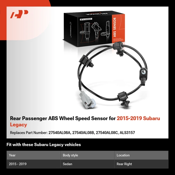 Rear Passenger ABS Wheel Speed Sensor for 2015-2019 Subaru Legacy