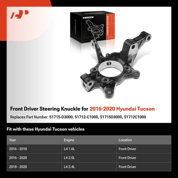 Front Driver Steering Knuckle for 2016-2020 Hyundai Tucson