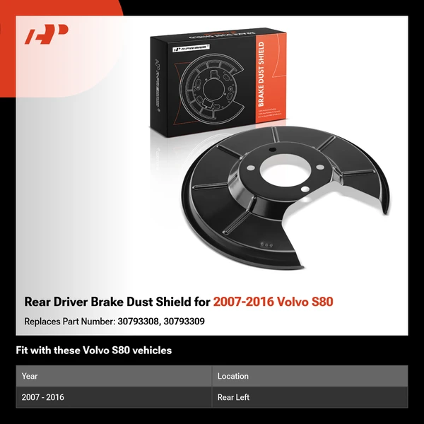 Rear Driver Brake Dust Shield for 2007-2016 Volvo S80