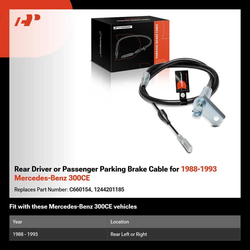 Rear Driver or Passenger Parking Brake Cable for 1988-1993 Mercedes-Benz 300CE