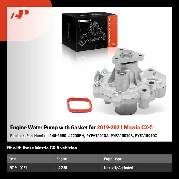 Engine Water Pump with Gasket for 2019-2021 Mazda CX-5