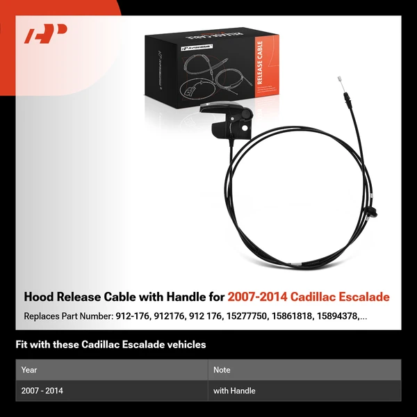 Hood Release Cable with Handle for 2007-2014 Cadillac Escalade