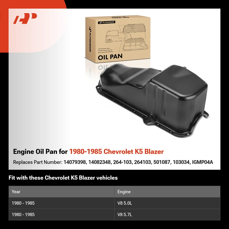 Engine Oil Pan for 1980-1985 Chevrolet K5 Blazer