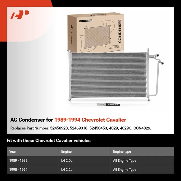 AC Condenser for 1989-1994 Chevrolet Cavalier