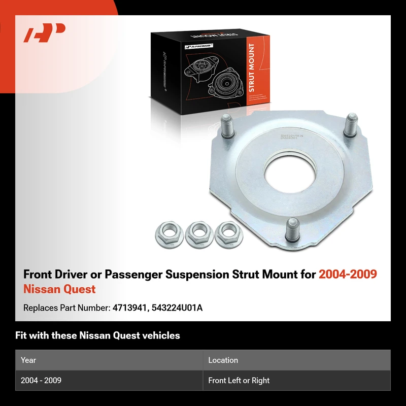 Front Driver or Passenger Suspension Strut Mount for 2004-2009 Nissan Quest