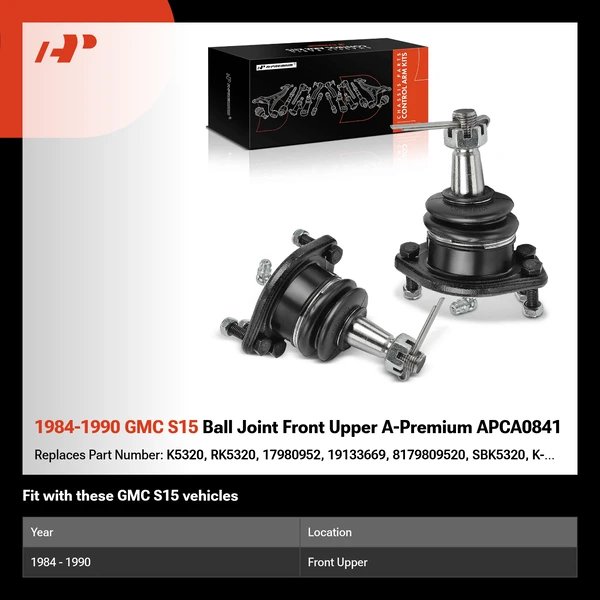 1984-1990 GMC S15 Ball Joint Front Upper A-Premium APCA0841