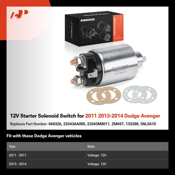 12V Starter Solenoid Switch for 2011 2013-2014 Dodge Avenger