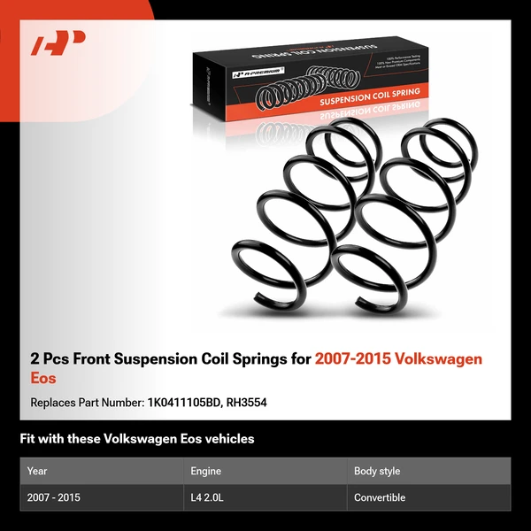 2 Pcs Front Suspension Coil Springs for 2007-2015 Volkswagen Eos
