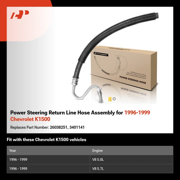 Power Steering Return Line Hose Assembly for 1996-1999 Chevrolet K1500