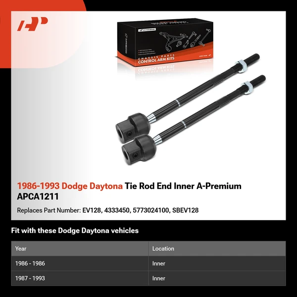 1986-1993 Dodge Daytona Tie Rod End Inner A-Premium APCA1211