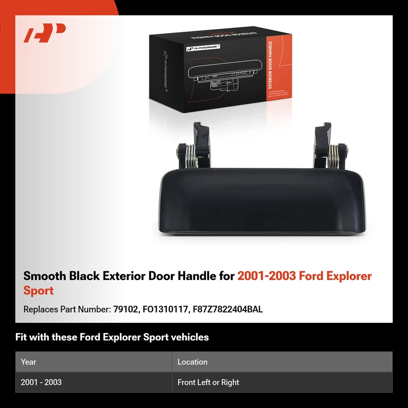 Smooth Black Exterior Door Handle for 2001-2003 Ford Explorer Sport