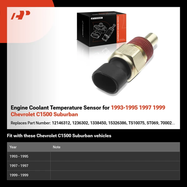 Engine Coolant Temperature Sensor for 1993-1995 1997 1999 Chevrolet C1500 Suburban