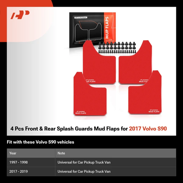 4 Pcs Front & Rear Splash Guards Mud Flaps for 2017 Volvo S90