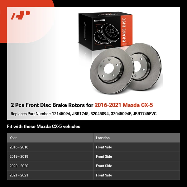 2 Pcs Front Disc Brake Rotors for 2016-2021 Mazda CX-5