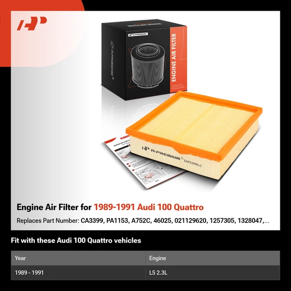 Engine Air Filter for 1989-1991 Audi 100 Quattro