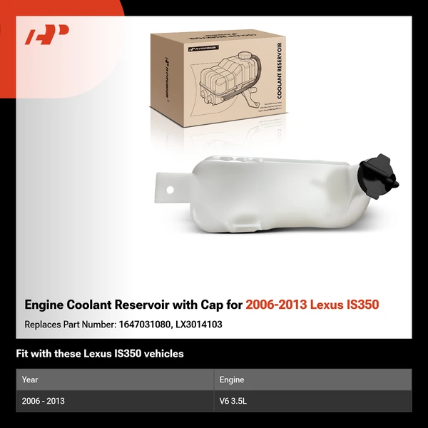 Engine Coolant Reservoir with Cap for 2006-2013 Lexus IS350