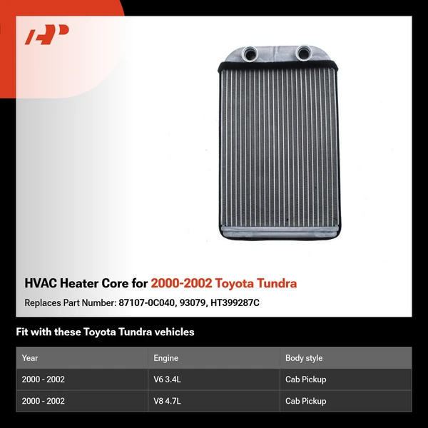 HVAC Heater Core for 2000-2002 Toyota Tundra