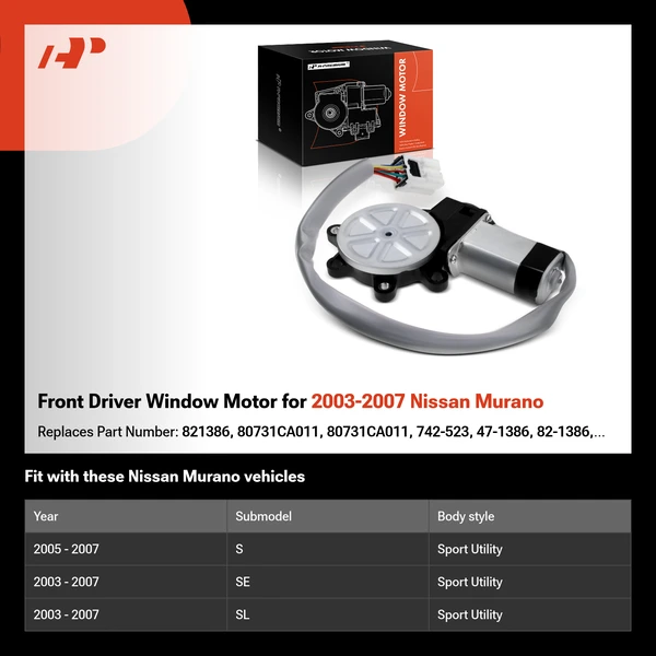 Front Driver Window Motor for 2003-2007 Nissan Murano