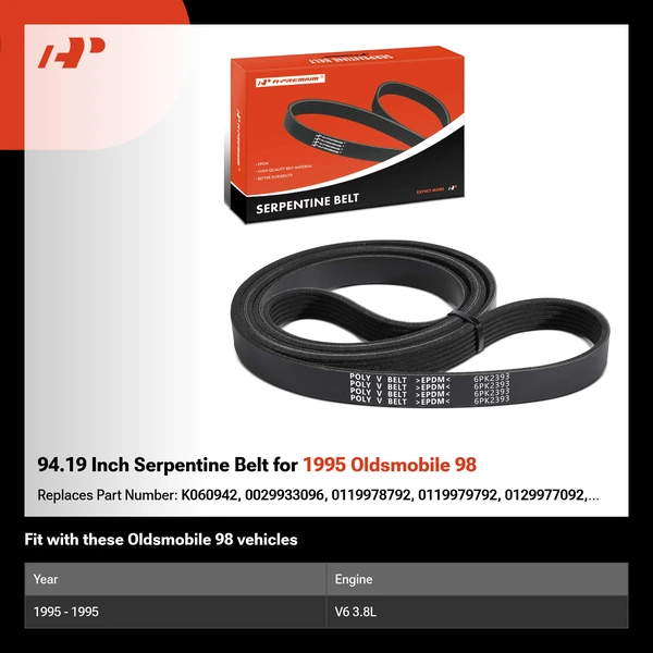 94.19 Inch Serpentine Belt for 1995 Oldsmobile 98