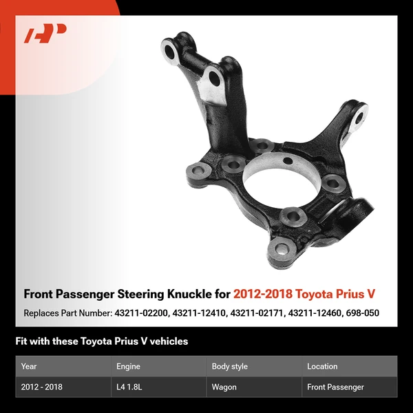 Front Passenger Steering Knuckle for 2012-2018 Toyota Prius V