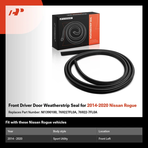 Front Driver Door Weatherstrip Seal for 2014-2020 Nissan Rogue