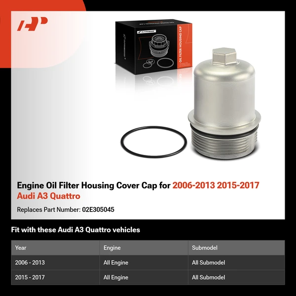 Engine Oil Filter Housing Cover Cap for 2006-2013 2015-2017 Audi A3 Quattro