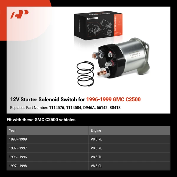 12V Starter Solenoid Switch for 1996-1999 GMC C2500