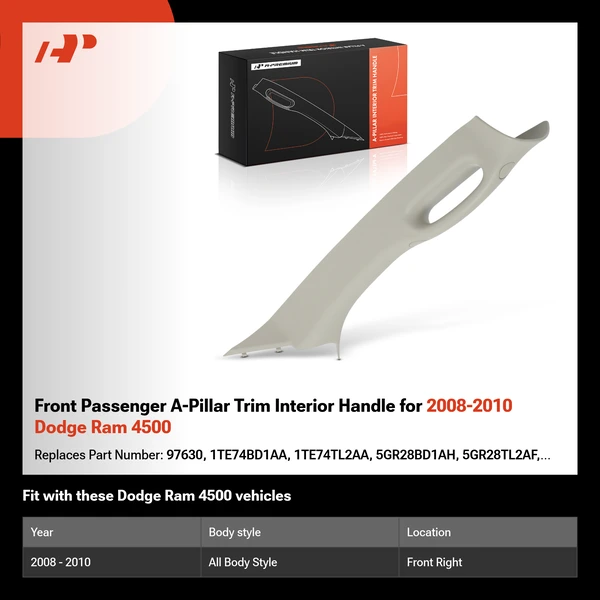 Front Passenger A-Pillar Trim Interior Handle for 2008-2010 Dodge Ram 4500