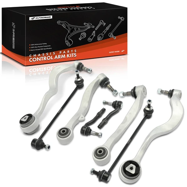 2004-2006 BMW 530i A Set of 8 Control Arm Sway Bar and Tie Rod End Kit Front Side A-Premium APCA6109
