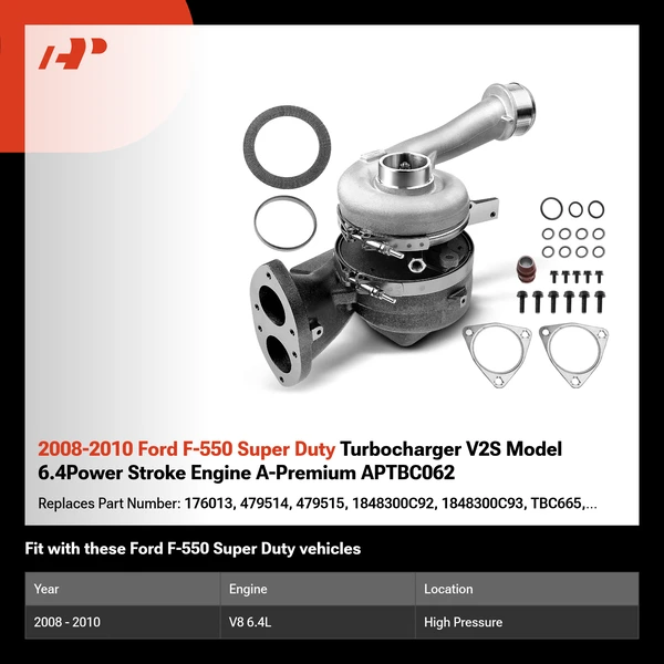 2008-2010 Ford F-550 Super Duty Turbocharger V2S Model 6.4Power Stroke Engine A-Premium APTBC062