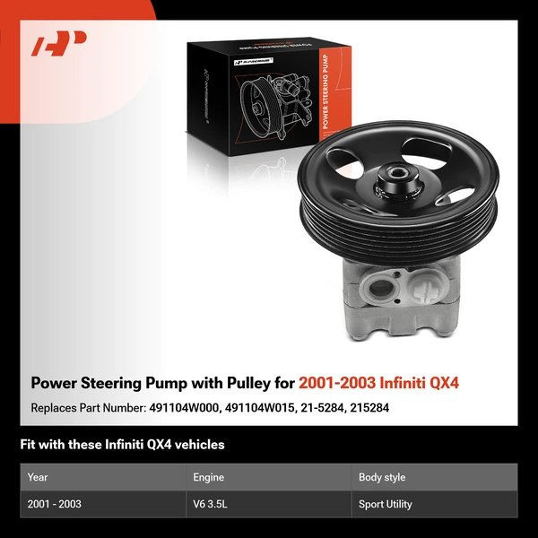 Power Steering Pump with Pulley for 2001-2003 Infiniti QX4