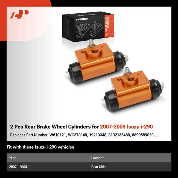 2 Pcs Rear Brake Wheel Cylinders for 2007-2008 Isuzu i-290