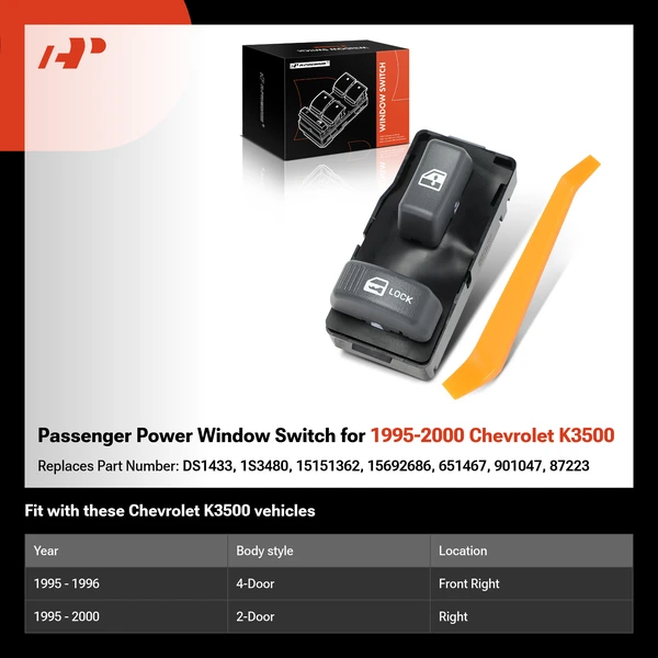 Passenger Power Window Switch for 1995-2000 Chevrolet K3500