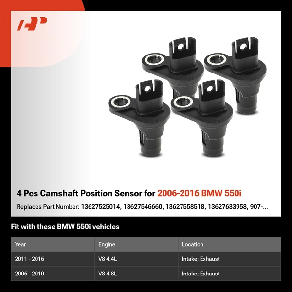 4 Pcs Camshaft Position Sensor for 2006-2016 BMW 550i