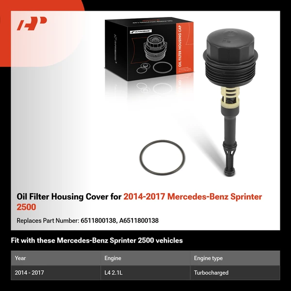 Oil Filter Housing Cover for 2014-2017 Mercedes-Benz Sprinter 2500