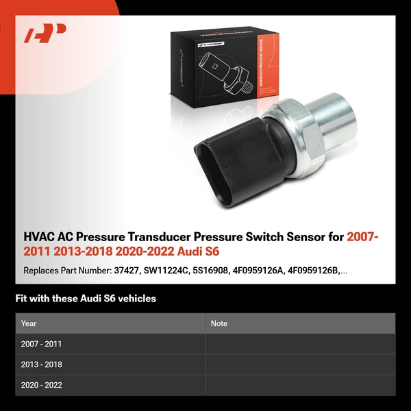 HVAC AC Pressure Transducer Pressure Switch Sensor for 2007-2011 2013-2018 2020-2022 Audi S6