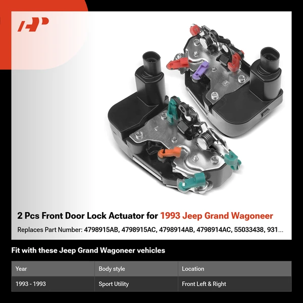 2 Pcs Front Door Lock Actuator for 1993 Jeep Grand Wagoneer