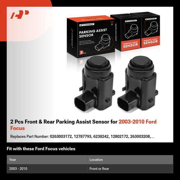 2 Pcs Front & Rear Parking Assist Sensor for 2003-2010 Ford Focus