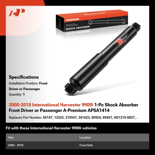 2000-2018 International Harvester 9900i 1-Pc Shock Absorber Front Driver or Passenger A-Premium APSA1414