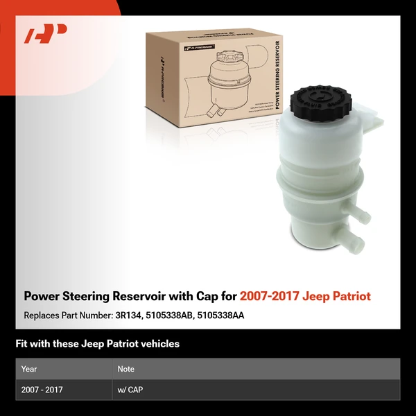 Power Steering Reservoir with Cap for 2007-2017 Jeep Patriot